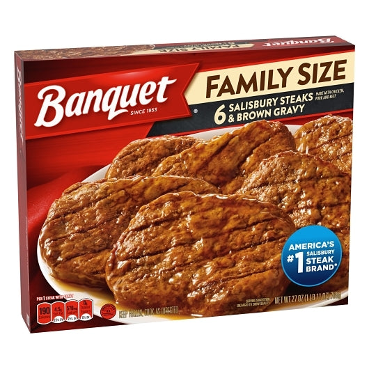 Banquet Salisbury Steaks And Brown Gravy, 6 x 27 oz Case - DOT product image 3