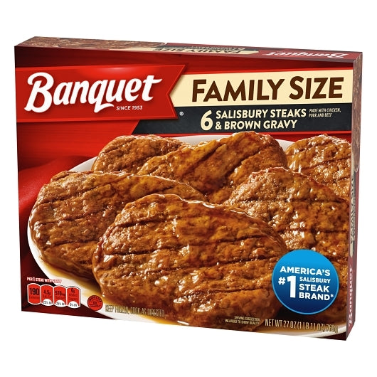 Banquet Salisbury Steaks And Brown Gravy, 6 x 27 oz Case - DOT product image 4