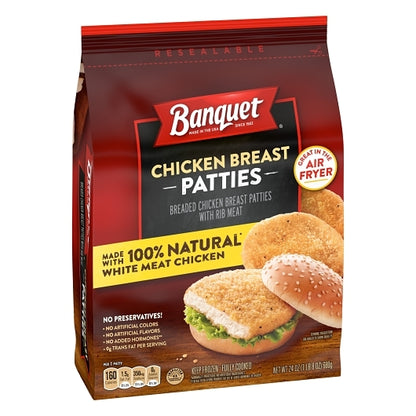 Banquet Chicken Breast Patties Bagged, 8 x 24 oz Case - DOT product image 2