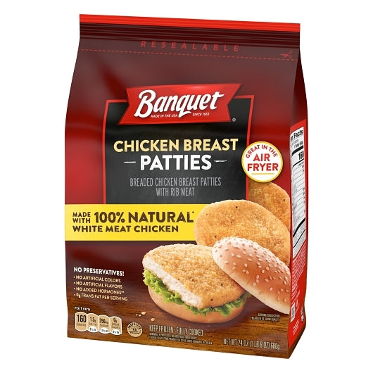 Banquet Chicken Breast Patties Bagged, 8 x 24 oz Case - DOT product image 3