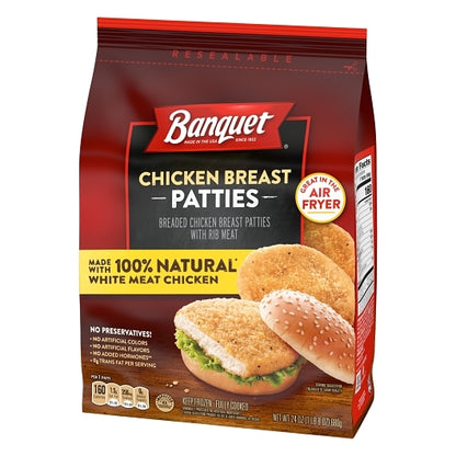 Banquet Chicken Breast Patties Bagged, 8 x 24 oz Case - DOT product image 3