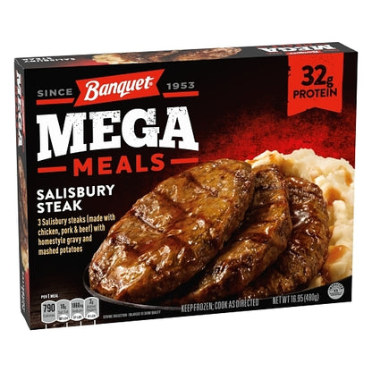 Banquet SALISBURY STEAK MEGA MEAL, 8 x 16.95 oz Case - DOT product image 2