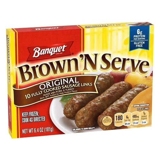 Banquet Brown And Serve Original Sausage Links, 12 x 6.4 oz Case - DOT product image 2