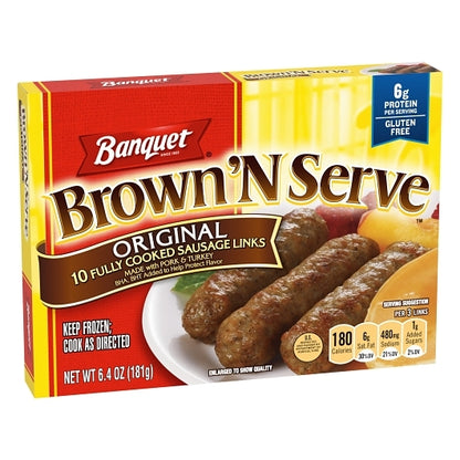 Banquet Brown And Serve Original Sausage Links, 12 x 6.4 oz Case - DOT product image 2