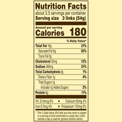 Banquet Brown And Serve Original Sausage Links, 12 x 6.4 oz Case - Alternate product angle or state