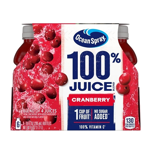Ocean Spray 100% Cranberry Juice, 4 x 6 x 10 oz Case - Juices