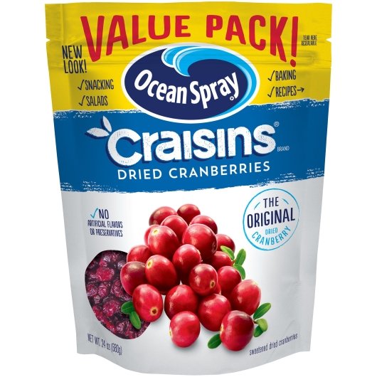 Ocean Spray Original Craisins, 8 x 24 oz Case - Dried Fruit & Fruit Snacks