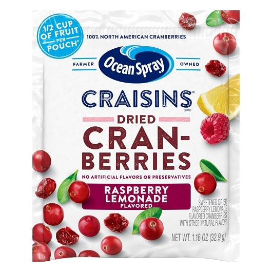 Ocean Spray Raspberry Lemonade Craisins, 200 x 1.16 oz Case - Dried Fruit & Fruit Snacks