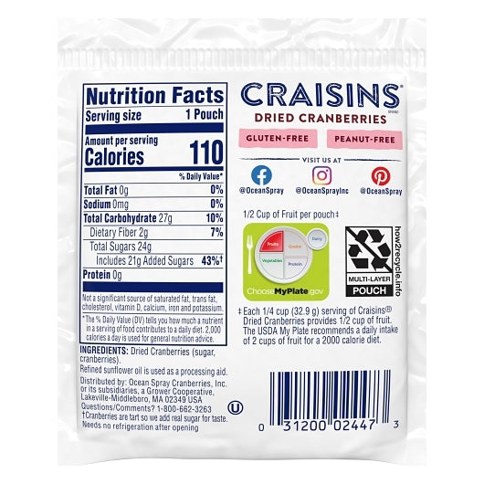 Ocean Spray Original Craisins, 200 x 1.16 oz Case - DOT product image 4