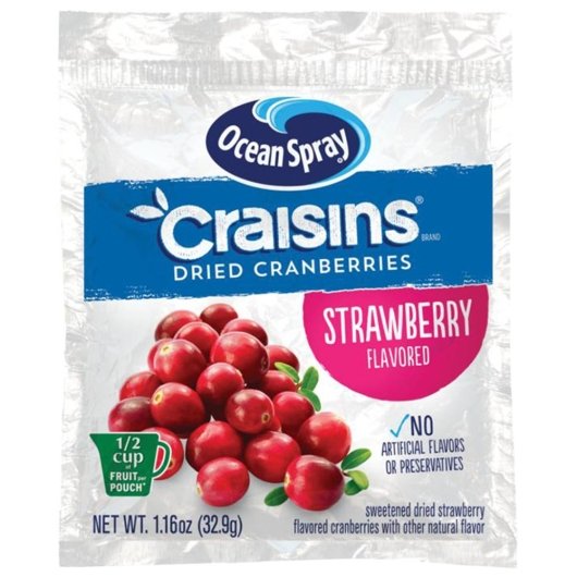 Craisins Strawberry Craisins, 200 x 1.16 oz Case - Dried Fruit & Fruit Snacks