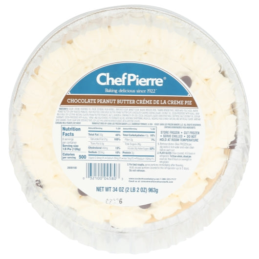 Chef Pierre 10 Inch Chocolate Peanut Butter Pie, 4 x 2.125 lb Case - Bakery & Desserts
