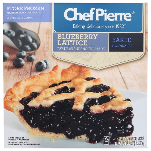 Chef Pierre 10 Inch Pre-Baked Blueberry Pie, 6 x 38 oz Case - Bakery & Desserts