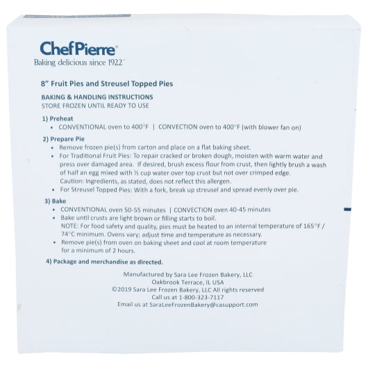 Chef Pierre 8 Inch Unbaked Strawberry Rhubarb Pie, 6 x 1.69 lb Case - Bakery & Desserts