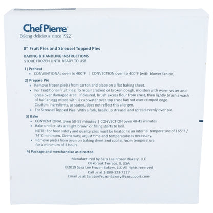 Chef Pierre 8 Inch Unbaked Strawberry Rhubarb Pie, 6 x 1.69 lb Case - Bakery & Desserts