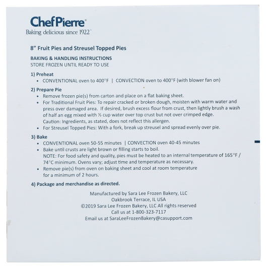 Chef Pierre 8 INCH UNBAKED STRAWBERRY RHUBARB PIE, 6 x 1.69 lb Case - DOT product image 3