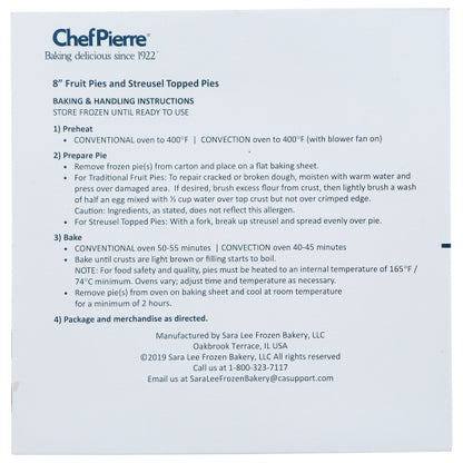 Chef Pierre 8 INCH UNBAKED STRAWBERRY RHUBARB PIE, 6 x 1.69 lb Case - DOT product image 3