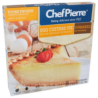 Chef Pierre 10 Inch Unbaked Egg Custard Pie, 6 x 2.625 lb Case - Bakery & Desserts