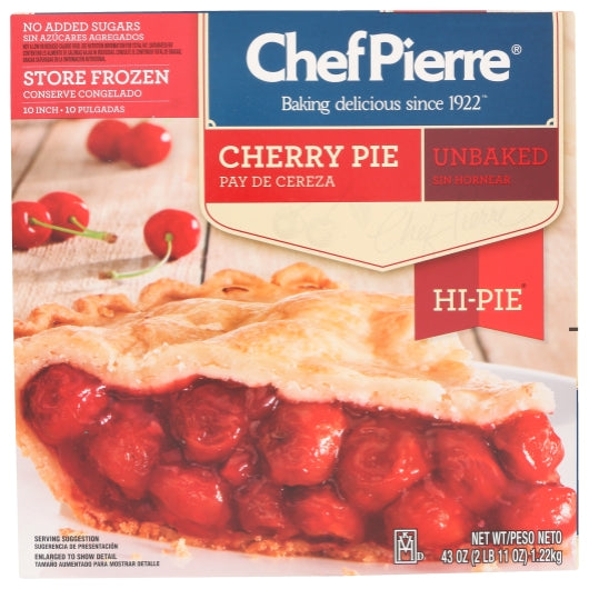 Chef Pierre 10 Inch No Sugar Added Made With Splenda Hi-Pie, 6 x 43 oz Case - Bakery & Desserts