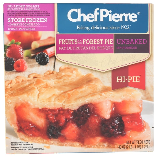 Chef Pierre 10 Inch Fruits Of The Forest No Sugar Added Made With Splenda Pie, 6 x 43 oz Case - DOT product image 2
