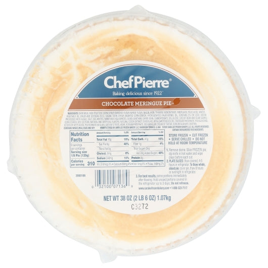 Chef Pierre 10 Inch Chocolate Meringue Pie, 6 x 38 oz Case - Bakery & Desserts