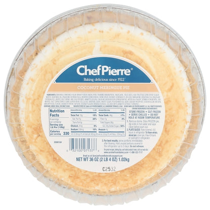Chef Pierre 10 Inch Coconut Meringue Pie, 6 x 36 oz Case - Bakery & Desserts