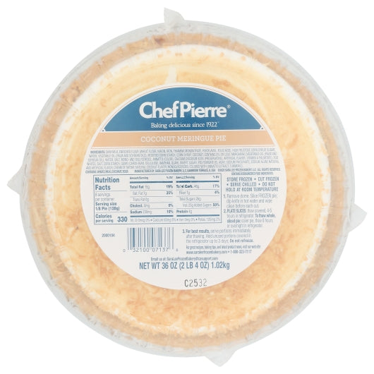 Chef Pierre 10 Inch Coconut Meringue Pie, 6 x 36 oz Case - DOT product image 2