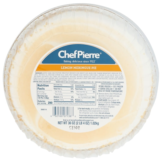 Chef Pierre 10 Inch Lemon Meringue Pie, 6 x 36 oz Case - Bakery & Desserts