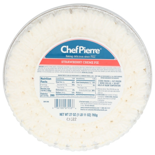 Chef Pierre Strawberry Cream Pie, 6 x 27 oz Case - Bakery & Desserts