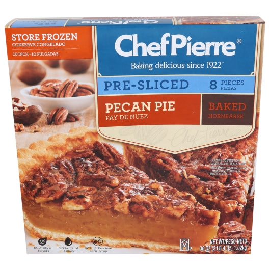 Chef Pierre 10 Inch Pecan Pie, 8 Slices per Pie, 6 x 36 oz Case - Bakery & Desserts