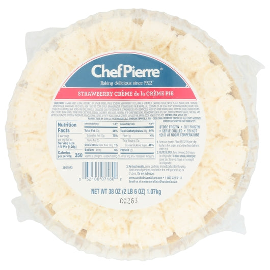 Chef Pierre 10 Inch Strawberries & Cream Pie, 4 x 38 oz Case - Bakery & Desserts