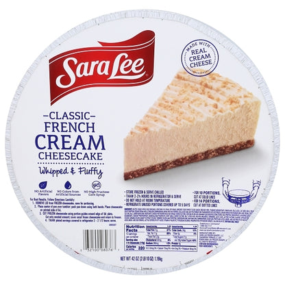 Sara Lee 10 Inch Plain French Cream Cheesecake, 8 x 42 oz Case - Bakery & Desserts