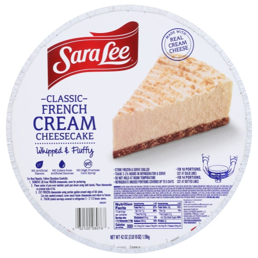Sara Lee 10 Inch Plain French Cream Cheesecake, 8 x 42 oz Case - DOT product image 2