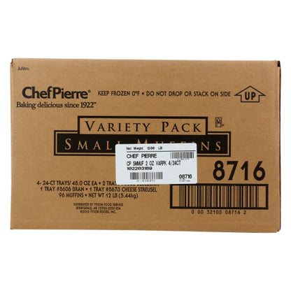 Chef Pierre 2oz Muffin Variety Pack: 48 Blueberry, 24 Bran & 24 Cheese Streusel Muffins, 1 x 4 ct Case - DOT product image 2
