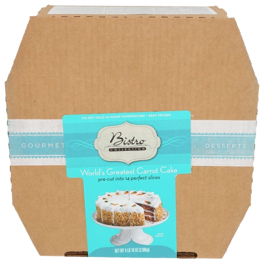 Bistro Collection World's Greatest Carrot Cake, 14 Slices per Cake, 2 x 74 oz Case - Bakery & Desserts