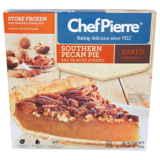 Chef Pierre 10 Inch Pre-Baked Pecan Pie, 6 x 36 oz Case - Bakery & Desserts