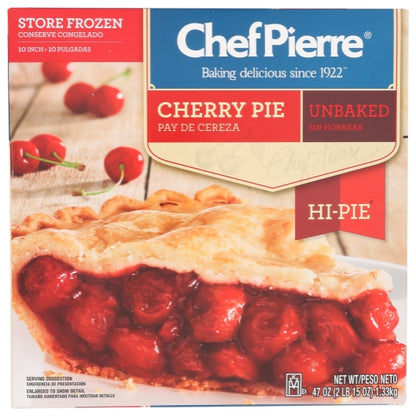 Chef Pierre 10 Inch Unbaked Cherry Hi-Pie, 6 x 2.938 lb Case - Bakery & Desserts