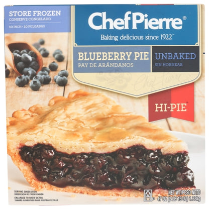 Chef Pierre Hi Pi Unbaked 10 Inch Blueberry Pie, 6 x 47 oz Case - Bakery & Desserts
