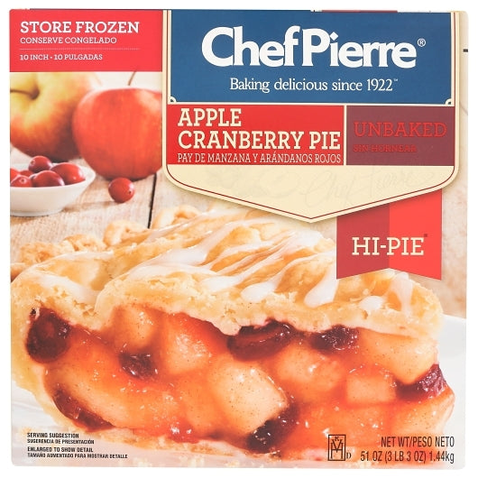 Chef Pierre 10 Inch Unbaked Apple Cranberry Pie, 6 x 51 oz Case - DOT product image 2