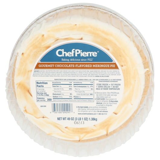 Chef Pierre Gourmet Chocolate Meringue Pie, 4 x 49 oz Case - Bakery & Desserts