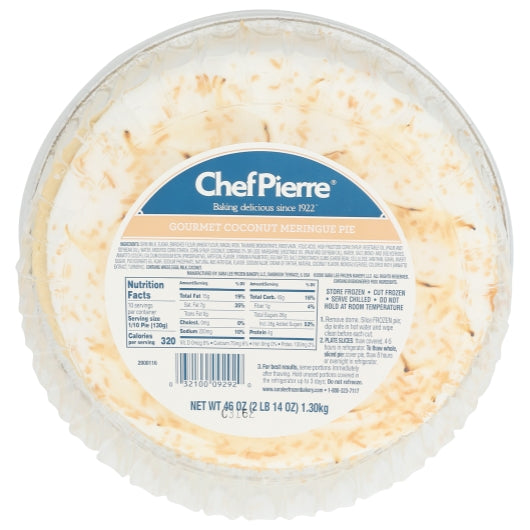Chef Pierre 10 inch Gourmet Meringue Coconut Pie, 4 x 46 oz Case - Bakery & Desserts