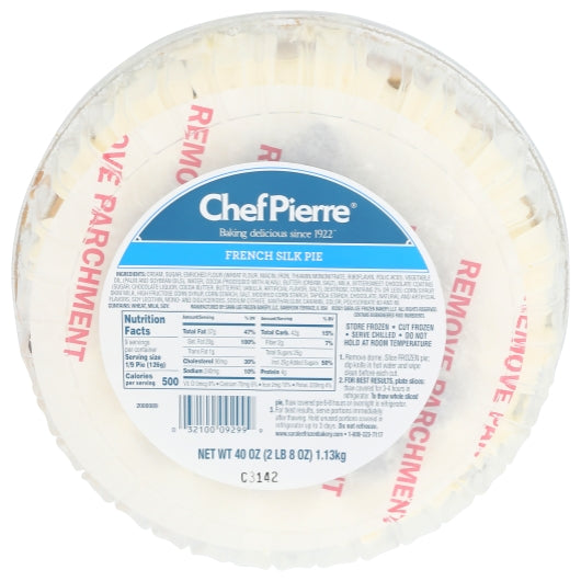 Chef Pierre 10 Inch Gourmet French Silk Pie, 4 x 2.5 lb Case - Bakery & Desserts