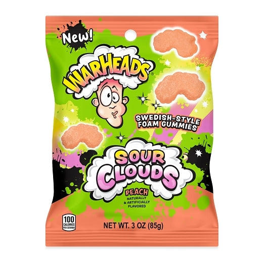 Warheads Peach Sour Clouds Peg Bag, 12 x 3 oz Case - Disposables