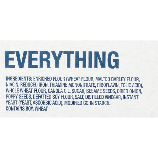 B & G Everything FLATBREAD, 1 x 5 lb Case - Combined nutrition and ingredients label