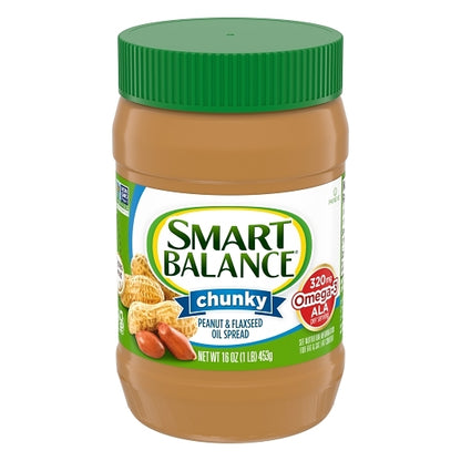 Smart Balance Rich Roast Chunky Peanut Butter, 12 x 16 oz Case - Condiments & Sauces