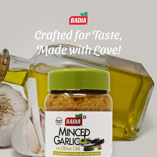 Badia MINCED Garlic IN olive OIL, 12 x 8 oz Case - Alternate product angle or state