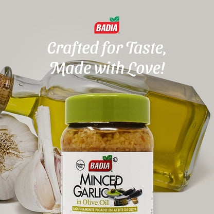 Badia MINCED Garlic IN olive OIL, 12 x 8 oz Case - Alternate product angle or state