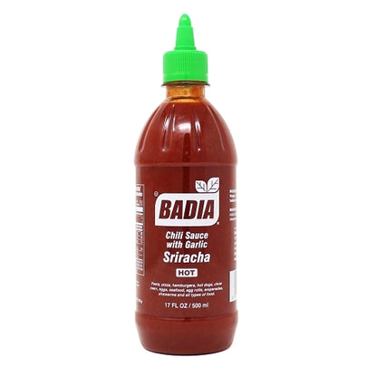 Badia Sriracha Hot Sauce Bottle, 6 x 17 fl oz Case - Condiments & Sauces