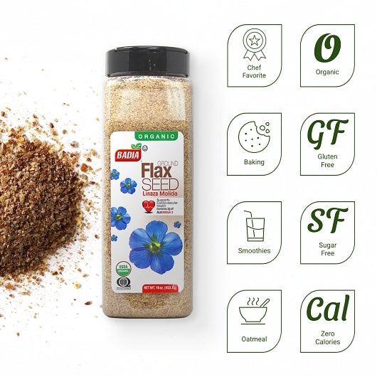 Badia ORGANIC FLAX SEED GROUND, 4 x 16 oz Case - DOT product image 4