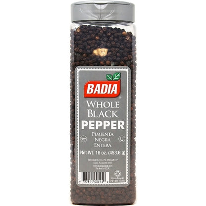 Badia Whole Black Pepper, 6 x 16 oz Case - Spices Seasonings
