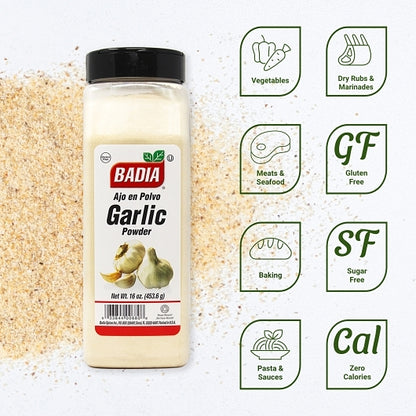 Badia Garlic Powder, 6 x 16 oz Case - Alternate product angle or state